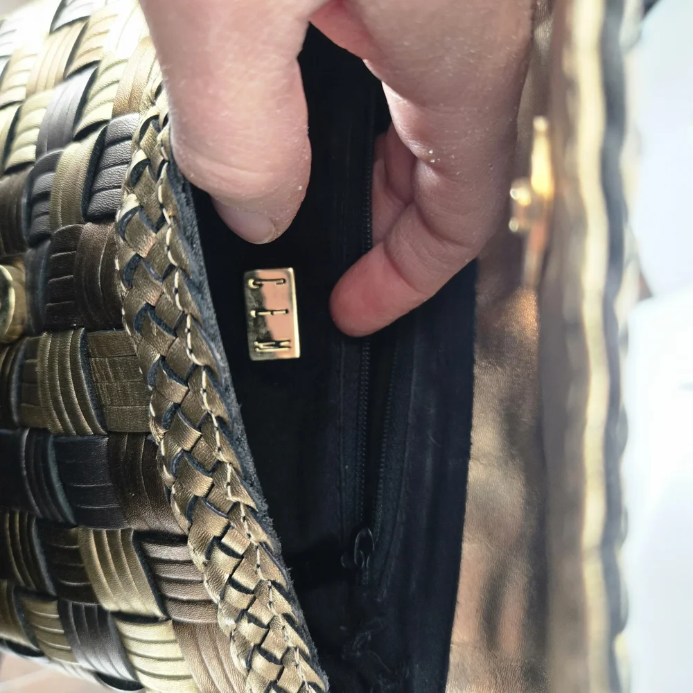 Like New CEM Gem Tone Woven Crossbody Bag - Gold, Silver, Copper